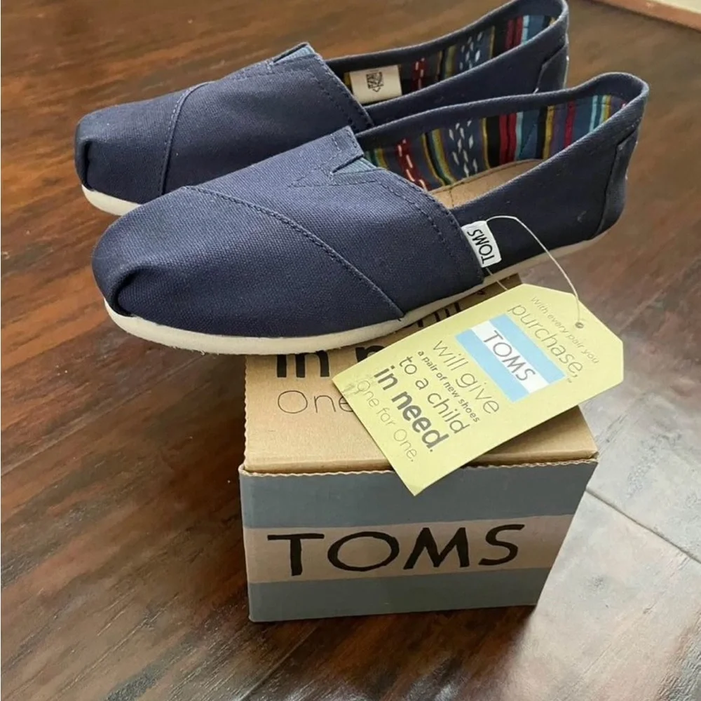 TOMS Blue Canvas Slip-Ons